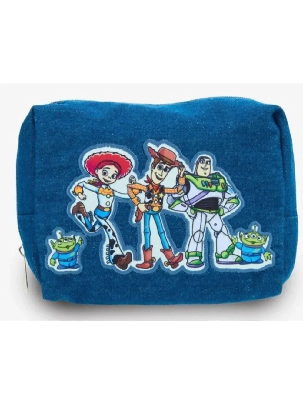 Disney Pixar Toy Story Denim Cosmetic Bag Makeup Travel Pouch Jessie Woody Buzz